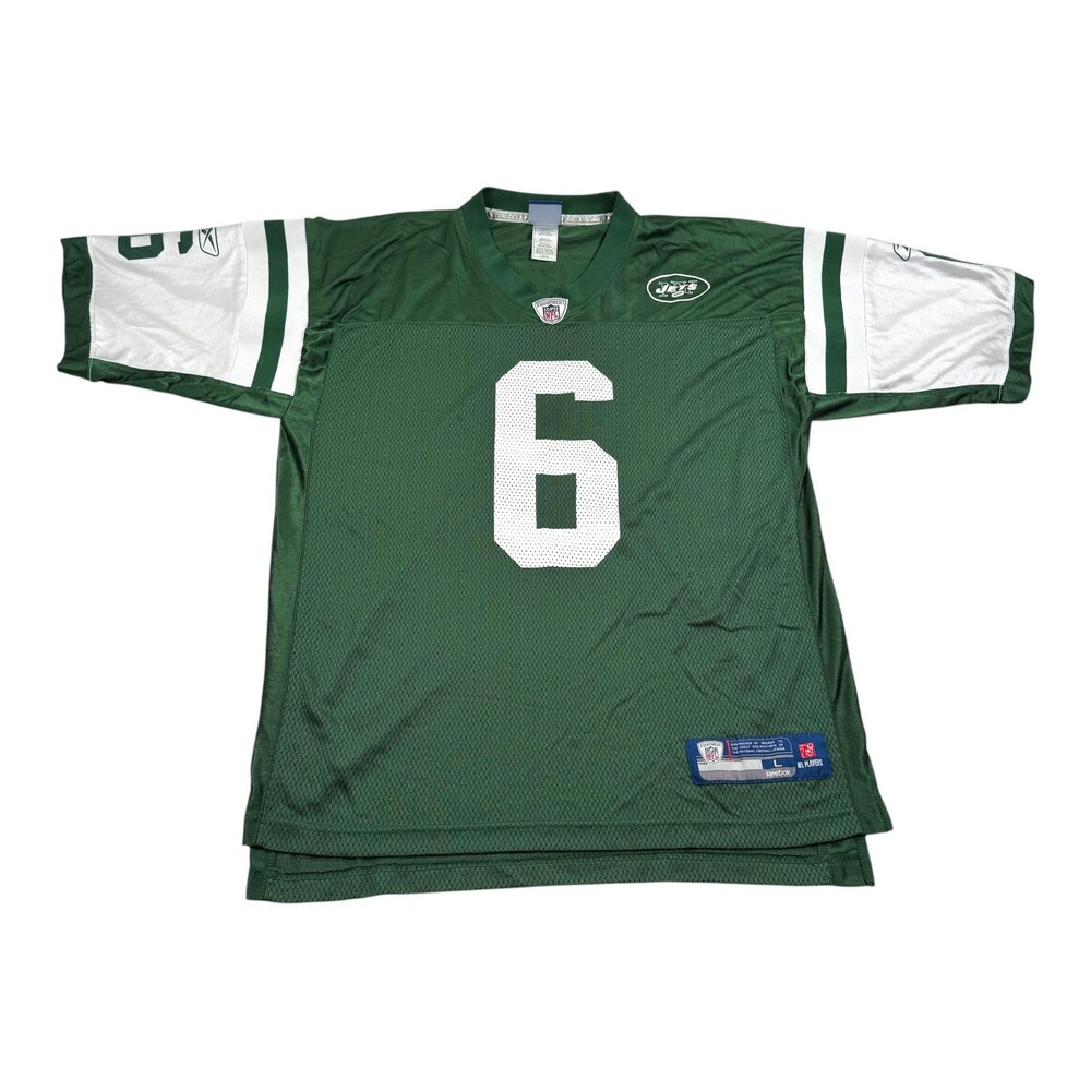 New York Jets Football Jersey Mens Large Green NFL Reebok Sanchez #6 On Field